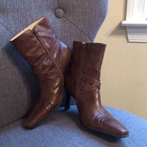Gianni Bini Leather Booties with Heels